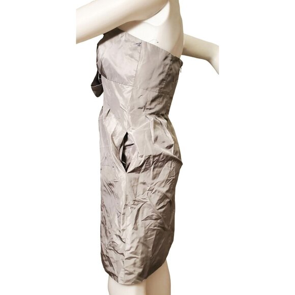 Y2K New J. Crew 8 Mini Dress Silk Strapless Party Bow Prom Party Formal Pockets - Picture 10 of 13
